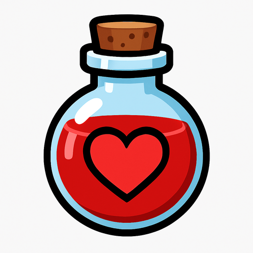 One life potion.
In-Game asset.  2d.  High contrast.  No shadows