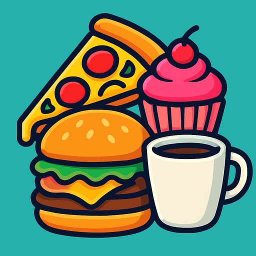 ultraburgerpizzacafecake.
In-Game asset.  2d.  High contrast.  No shadows
