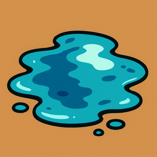 puddle of water.
In-Game asset.  2d.  High contrast.  No shadows