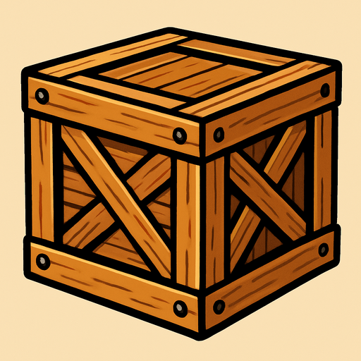 A wooden crate.
In-Game asset.  2d.  High contrast.  No shadows