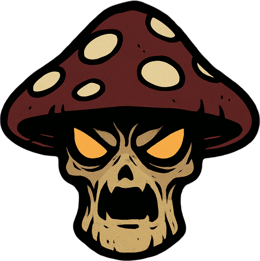 2d mysterious and scary mushroom character's head.
In-Game asset.  2d.  High contrast.  No shadows