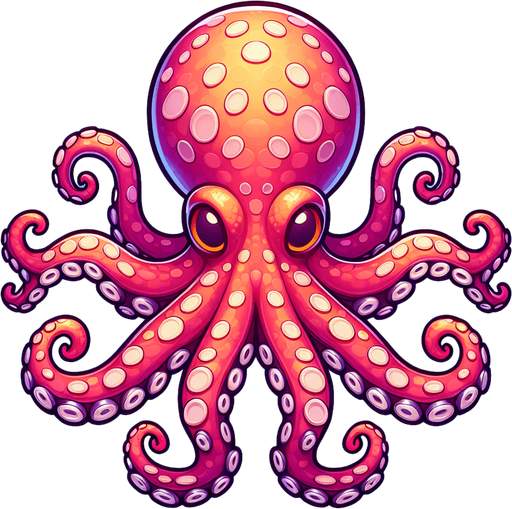 octopus.
Single Game Texture.  In-Game asset.  2d.  Blank background.  High contrast.  No shadows