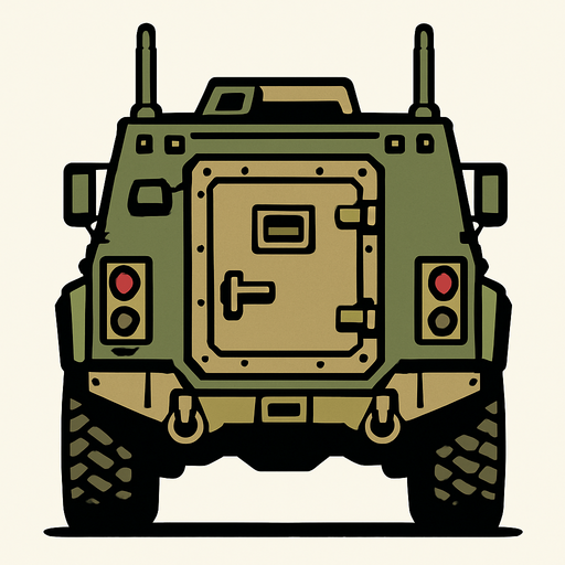 zırhlı aracaın arkası.
In-Game asset.  2d.  High contrast.  No shadows