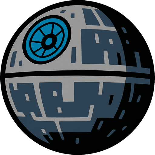 Star wars la estrella de la muerte.
In-Game asset.  2d.  High contrast.  No shadows