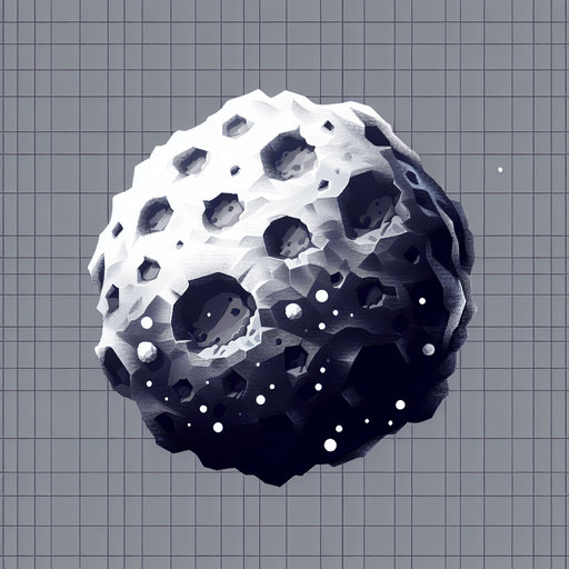 asteroid.
Single Game Texture.  In-Game asset.  Blank background.  High contrast.  No shadows