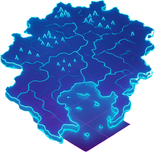 Top down isometric anime region neon map grid hologram