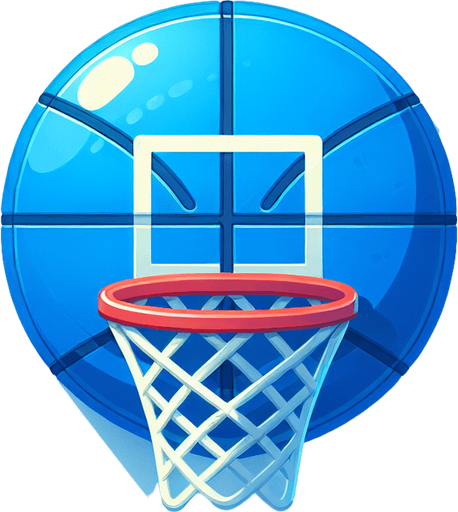 Blue Basketball Hoop.
Single Game Texture. In-Game asset. 2d. Blank background. High contrast. No shadows.