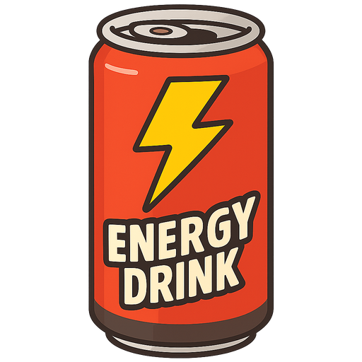 DESIGN THIS PICTURE AS AN ENERGY DRINK. No background. Transparent background. Blank background. No shadows. 2d. In-Game asset. flat