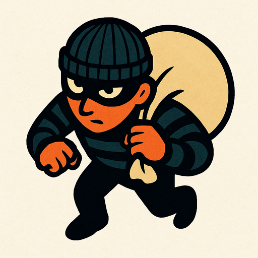 topdown thief.
In-Game asset.  2d.  High contrast.  No shadows