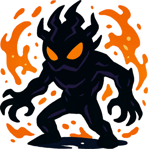 Eco oscuro personificado como un enemigo.
In-Game asset.  2d.  High contrast.  No shadows