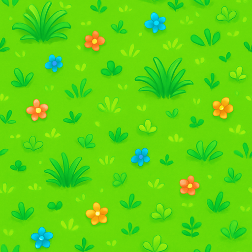 Create a cute fantasy grass field, top view, 2048x2732.
In-Game asset.  2d.  High contrast.  No shadows