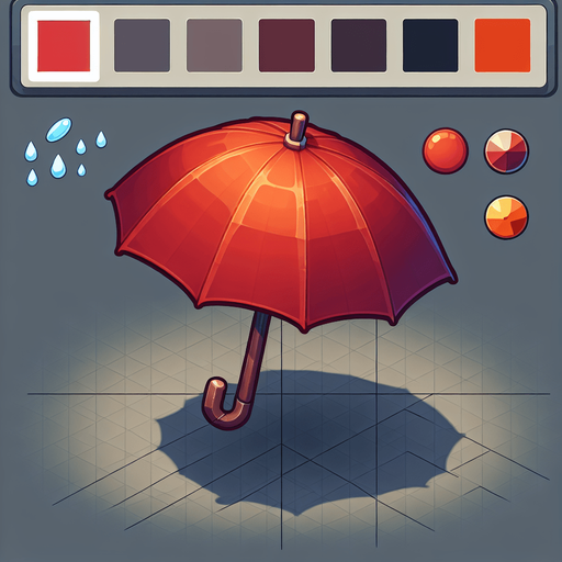 Umbrella.
Single Game Texture.  In-Game asset.  2d.  Blank background.  No shadows