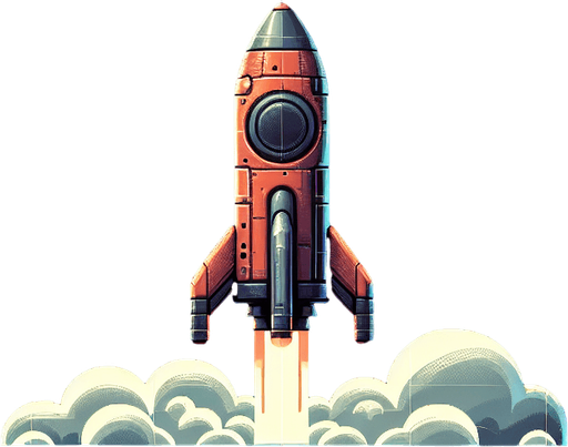 Bildiğin roket yap. Bir tane
Single Game Texture. In-Game asset. 2d. Blank background. High contrast. No shadows.