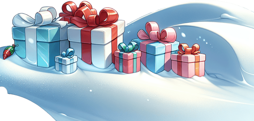Simple Snow dunes cartoon. Christmas gifts at bottom