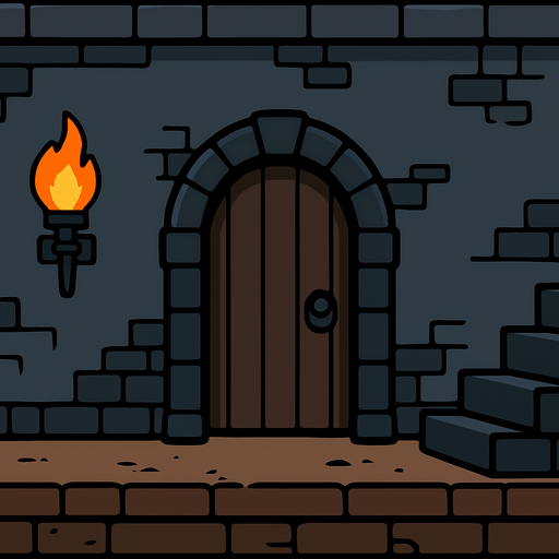 dungeon simple 2d side view dungeon crawler game background.
In-Game asset.  2d.  High contrast.  No shadows. background