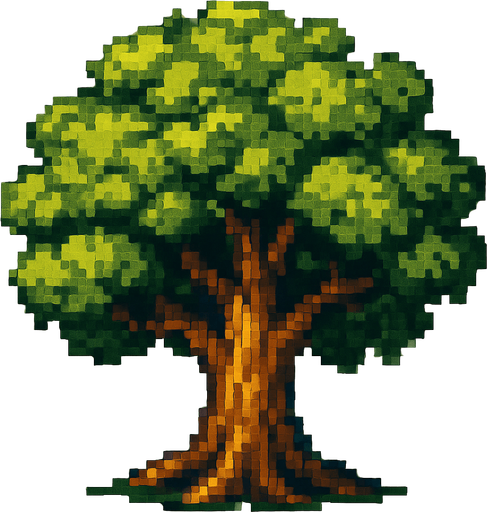 pixel
 ağaç.
In-Game asset.  2d.  High contrast.  No shadows