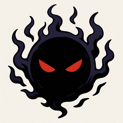 roh jahat berbentuk orb gelap.
In-Game asset.  2d.  High contrast.  No shadows