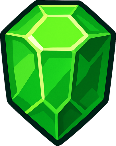 green gem.
In-Game asset.  2d.  High contrast.  No shadows