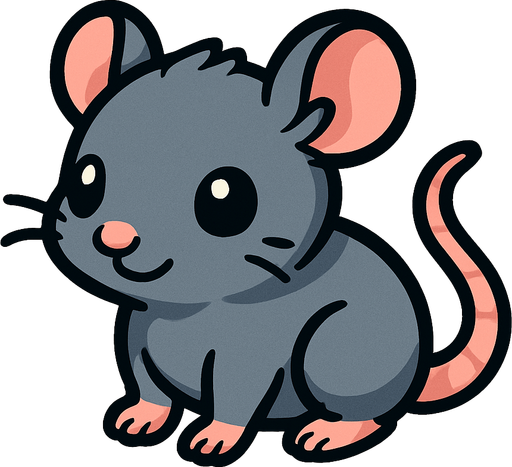 baby rat sprite.
In-Game asset.  2d.  High contrast.  No shadows. cartoonm. animated