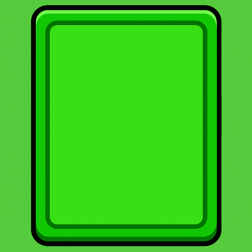 2D. Survivor.io game style skill card. No text written on it. No symbols on it. Just the blank card. Green..
In-Game asset.  2d.  High contrast.  No shadows
