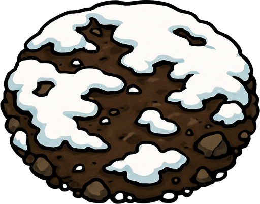 Ground, snowy, earthy.
In-Game asset.  2d.  High contrast.  No shadows