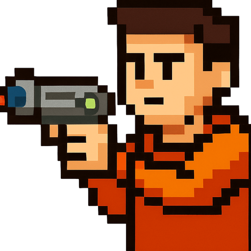 man with laser gun