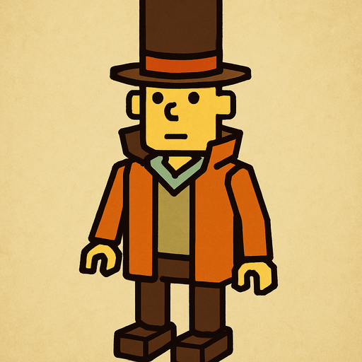 Lego bricks professor Layton game style.
In-Game asset.  2d.  High contrast.  No shadows