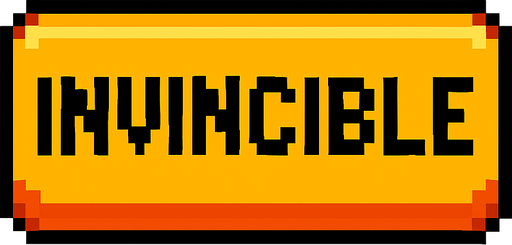 A button that has invincible written on it.
In-Game asset.  2d.  High contrast.  No shadows. pixel art