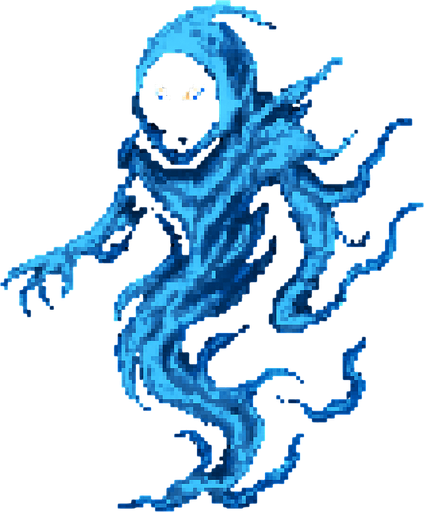 Air wisp character dark souls style 2d pixel art.
In-Game asset.  2d.  High contrast.  No shadows