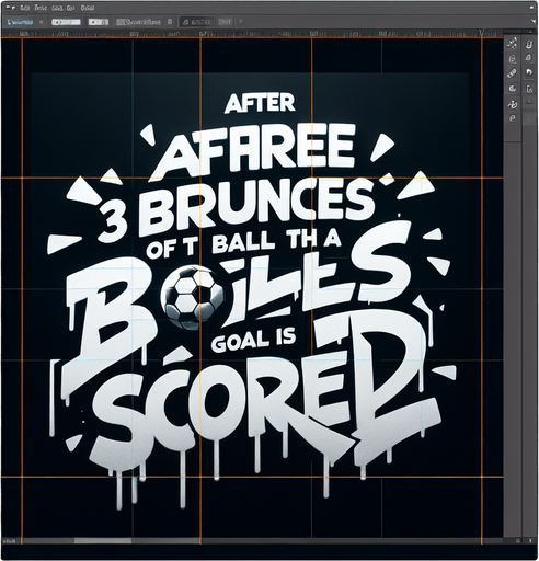 Граффити с текстом "after three bounces of the ball, a goal is scored".
Single Game Texture. In-Game asset. 2d. Blank background. High contrast. No shadows.