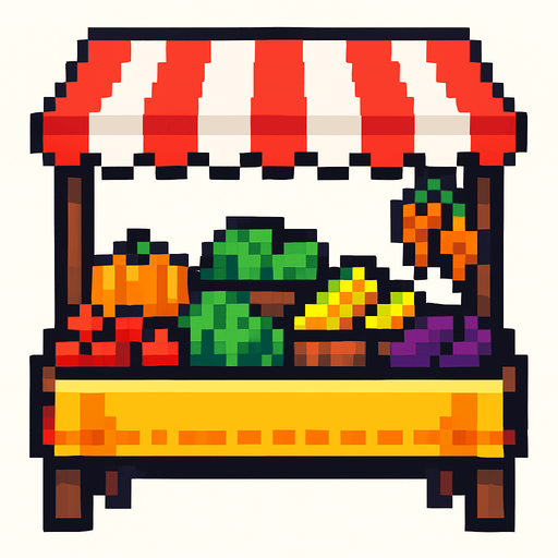 Market pixel.
In-Game asset.  2d.  High contrast.  No shadows