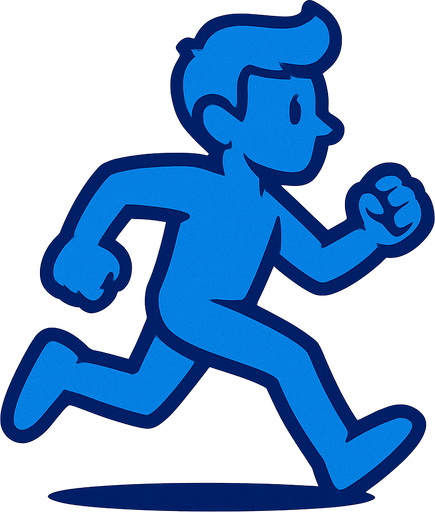 blue runner running.
In-Game asset.  2d.  High contrast.  No shadows