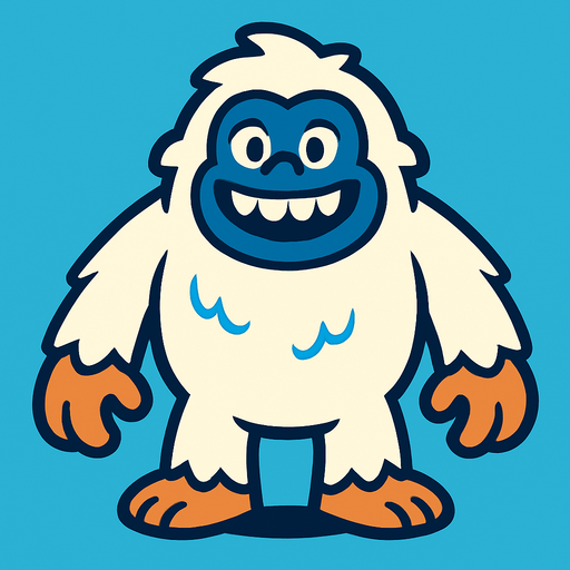 yeti cartoon image.
In-Game asset.  2d.  High contrast.  No shadows