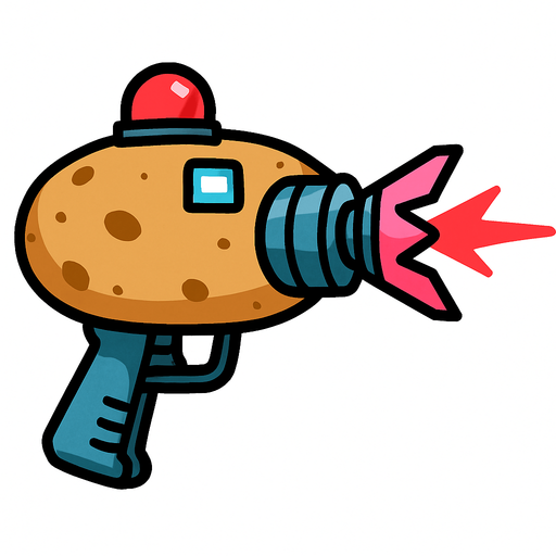 potato laser gun.
In-Game asset.  2d.  High contrast.  No shadows