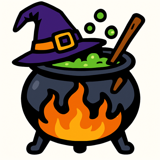 Witch boiler.
In-Game asset.  2d.  High contrast.  No shadows