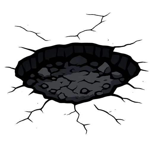 Make a pothole like hole in the road.
In-Game asset.  2d.  High contrast.  No shadows