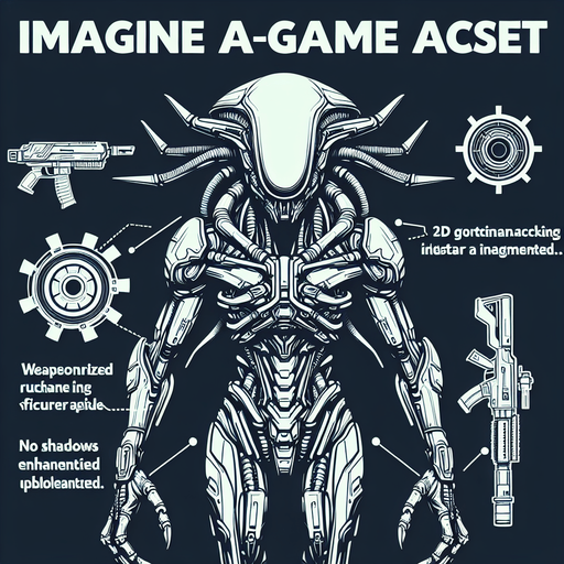 a weaponazized alien.
Single Game Texture.  In-Game asset.  2d.  Blank background.  High contrast.  No shadows