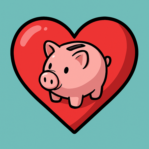 Just the heart from this image with a piggy bank in the center.