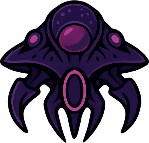 A dark purple alien ship.
In-Game asset.  2d.  High contrast.  No shadows