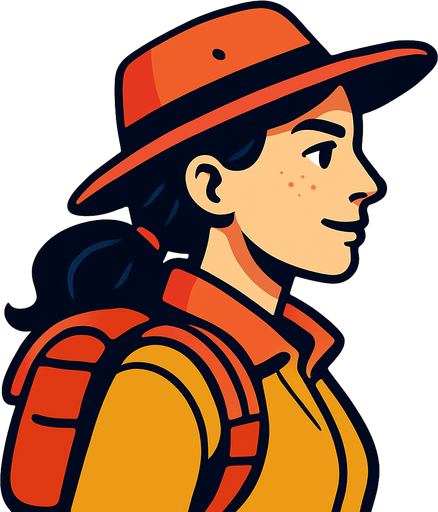 an adventurous woman profile photo.
In-Game asset.  2d.  High contrast.  No shadows