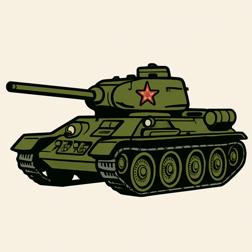 tanque t34-85.
In-Game asset.  2d.  High contrast.  No shadows