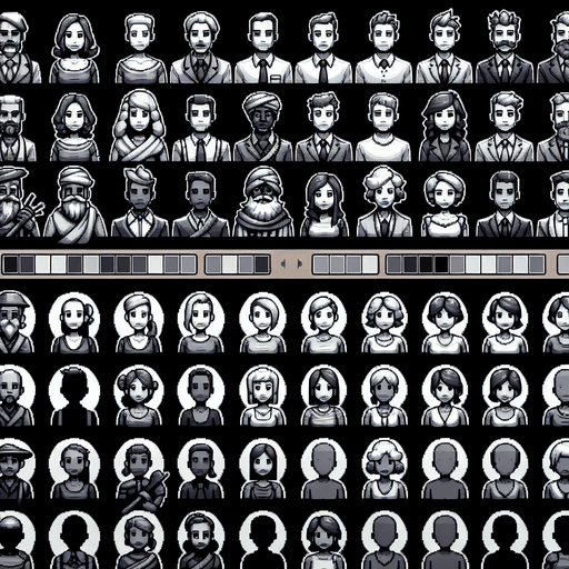 People who are midle class.
Single Game Texture. In-Game asset. 2d. Blank background. High contrast. No shadows.