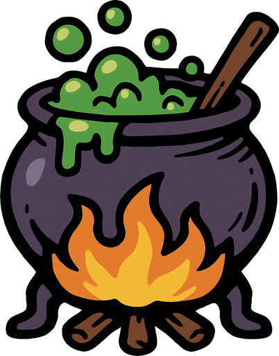 Witch boiler.
In-Game asset.  2d.  High contrast.  No shadows