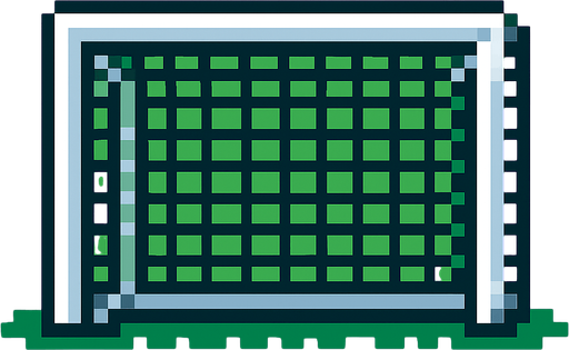 pixelart soccer goal.
In-Game asset.  2d.  High contrast.  No shadows