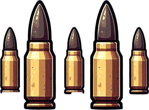 Bullet.
Single Game Texture. In-Game asset. 2d. Blank background. High contrast. No shadows.