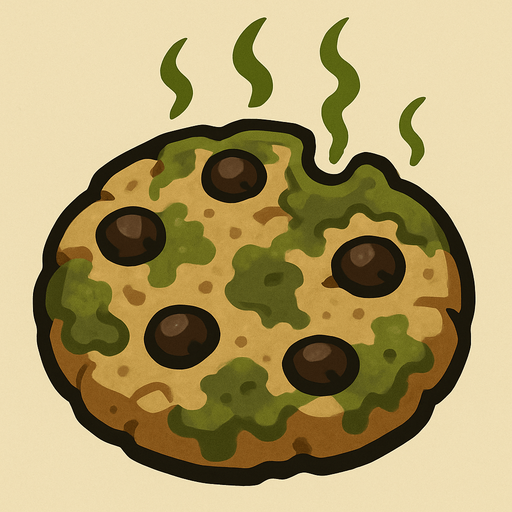 rotten cookie.
In-Game asset.  2d.  High contrast.  No shadows