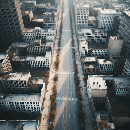 empty abandoned city street background seen from the top. Zoomed in. Top down. Street only