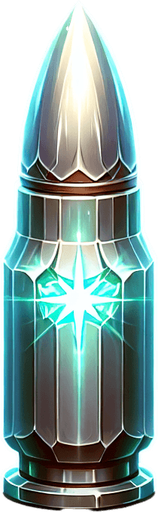 glowing bullet.
Single Game Texture.  In-Game asset.  2d.  Blank background.  High contrast.  No shadows
