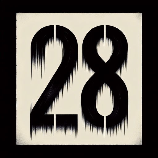 the number 28 written in black, make the numbers eerie.
Single Game Texture. In-Game asset. 2d. Blank background. High contrast. No shadows.