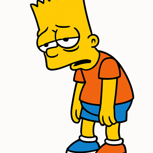 Bart is tired.
In-Game asset.  2d.  High contrast.  No shadows